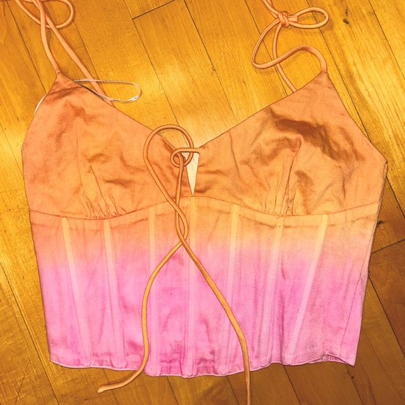 Small white fox ombré bustier top adjustable straps or strapless fitted orange - Picture 2 of 5